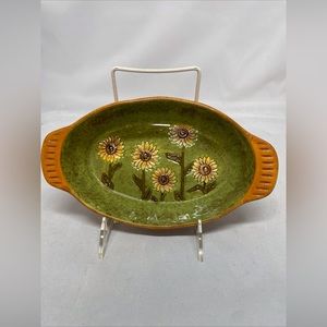 Grasslands Road Ceramic Sunflower Baking Dish Glazed Oval